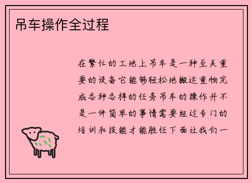 吊车操作全过程
