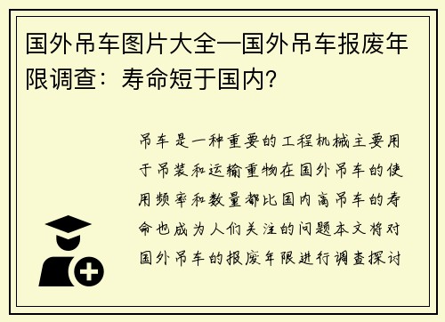 国外吊车图片大全—国外吊车报废年限调查：寿命短于国内？