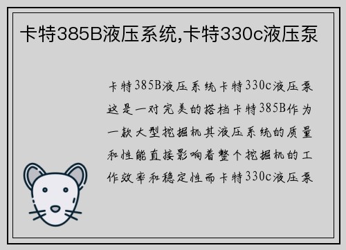卡特385B液压系统,卡特330c液压泵